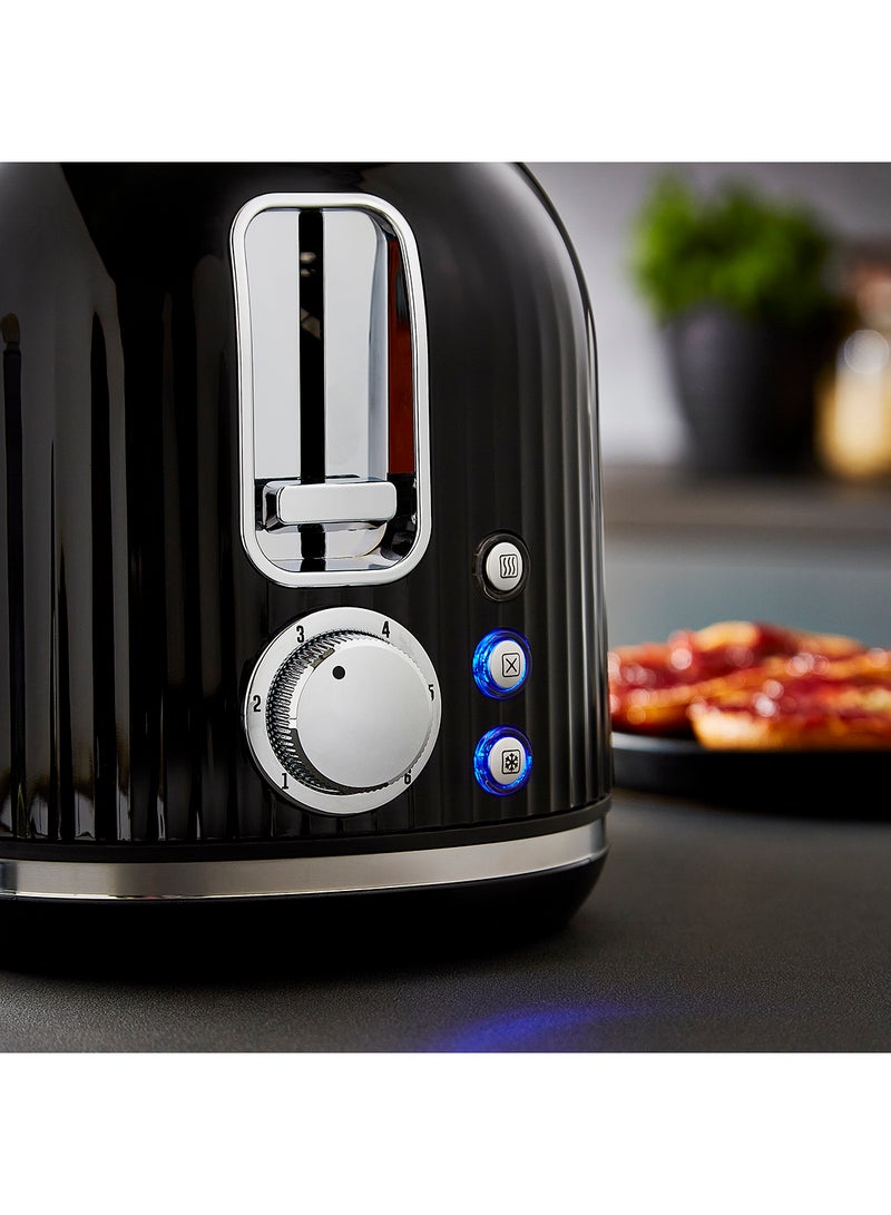 Geepas Fluted Bread Toaster- 2 Slice Slot| 6 Adjustable Browning Control and Removable Crumb Tray| Defrost and Reheat Button| 2 Years Warranty, GBT36558-BK, Black 850 W GBT36558-BK Black