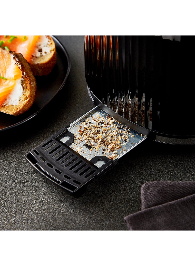 Geepas Fluted Bread Toaster- 2 Slice Slot| 6 Adjustable Browning Control and Removable Crumb Tray| Defrost and Reheat Button| 2 Years Warranty, GBT36558-BK, Black 850 W GBT36558-BK Black