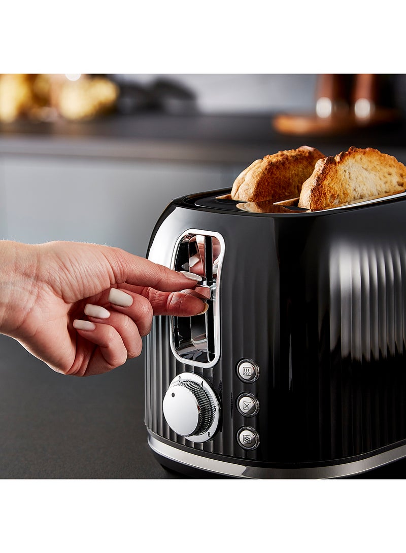 Geepas Fluted Bread Toaster- 2 Slice Slot| 6 Adjustable Browning Control and Removable Crumb Tray| Defrost and Reheat Button| 2 Years Warranty, GBT36558-BK, Black 850 W GBT36558-BK Black
