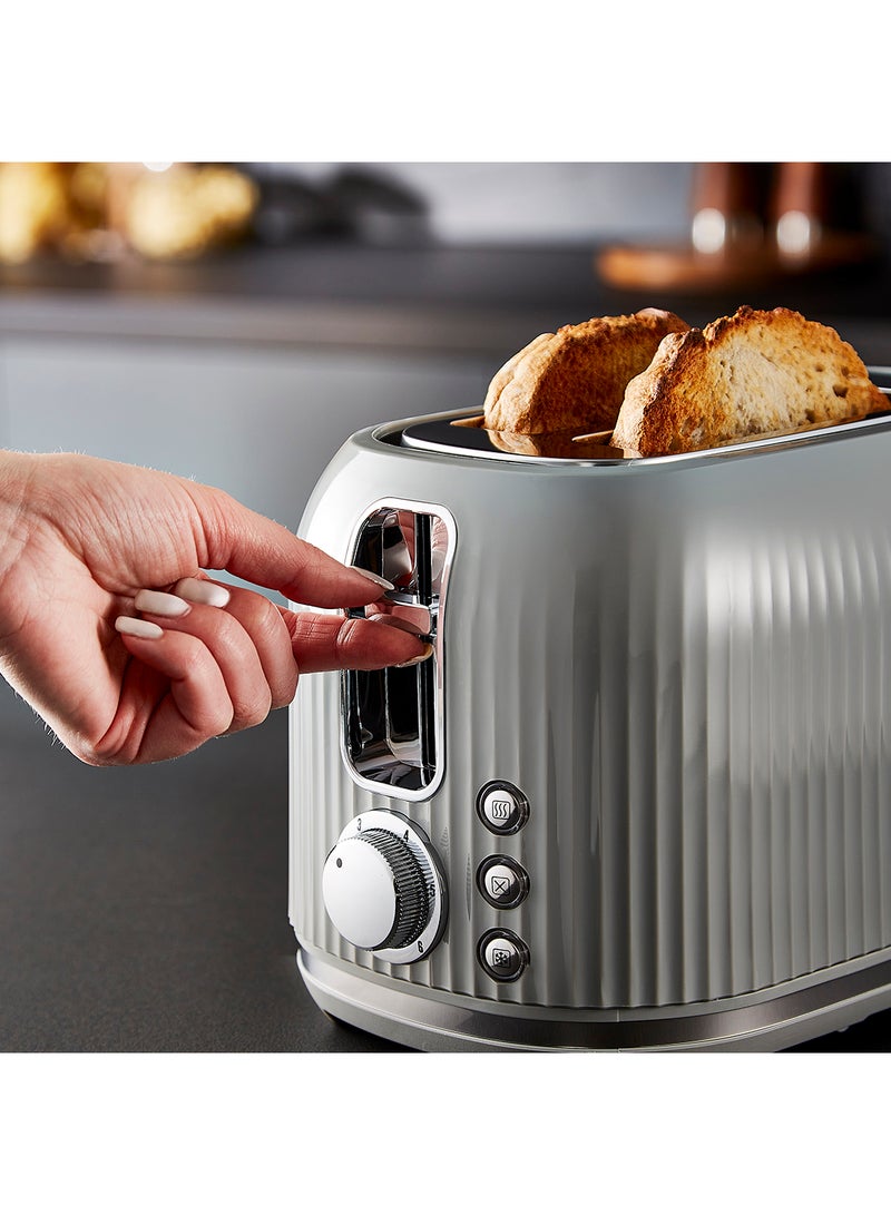 Geepas Fluted Bread Toaster- 2 Slice Slot| 6 Adjustable Browning Control and Removable Crumb Tray| Defrost and Reheat Button| 2 Years Warranty|GBT36558-GR, Grey 850 W GBT36558UK-GR Grey