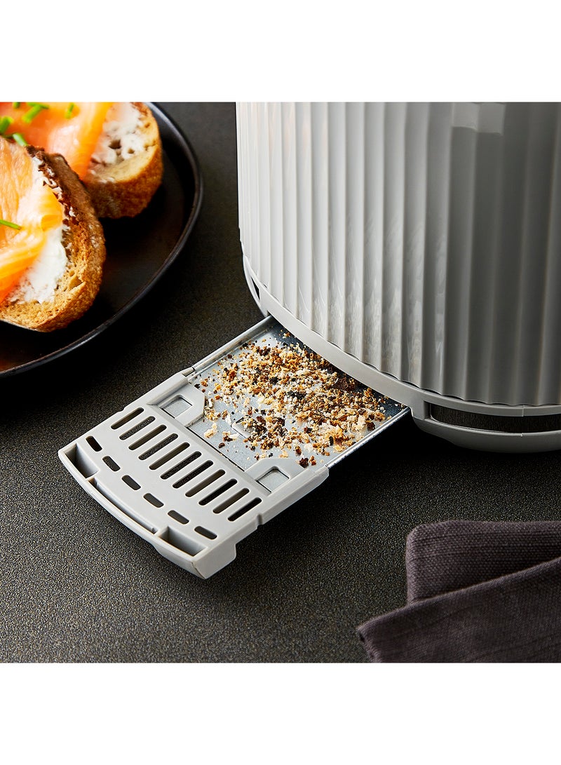 Geepas Fluted Bread Toaster- 2 Slice Slot| 6 Adjustable Browning Control and Removable Crumb Tray| Defrost and Reheat Button| 2 Years Warranty|GBT36558-GR, Grey 850 W GBT36558UK-GR Grey