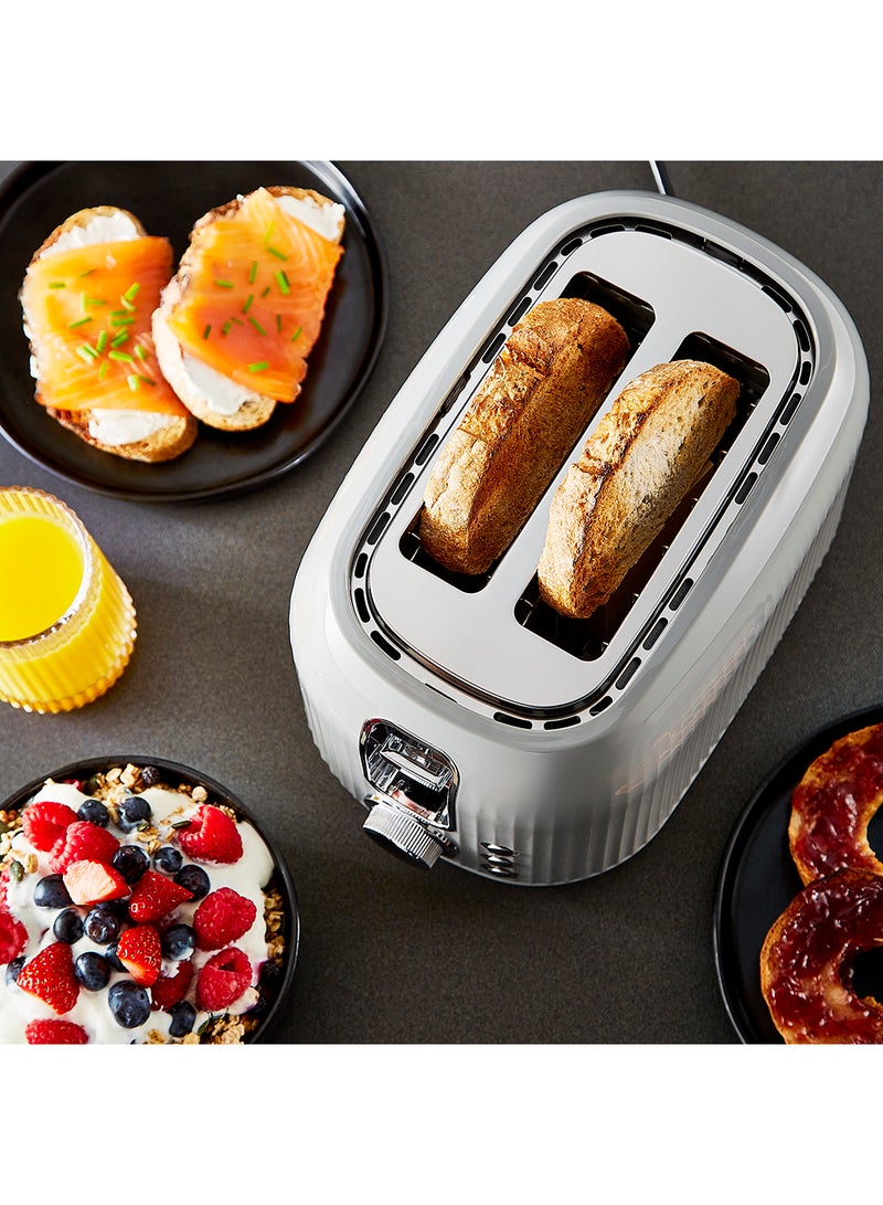 Geepas Fluted Bread Toaster- 2 Slice Slot| 6 Adjustable Browning Control and Removable Crumb Tray| Defrost and Reheat Button| 2 Years Warranty|GBT36558-GR, Grey 850 W GBT36558UK-GR Grey