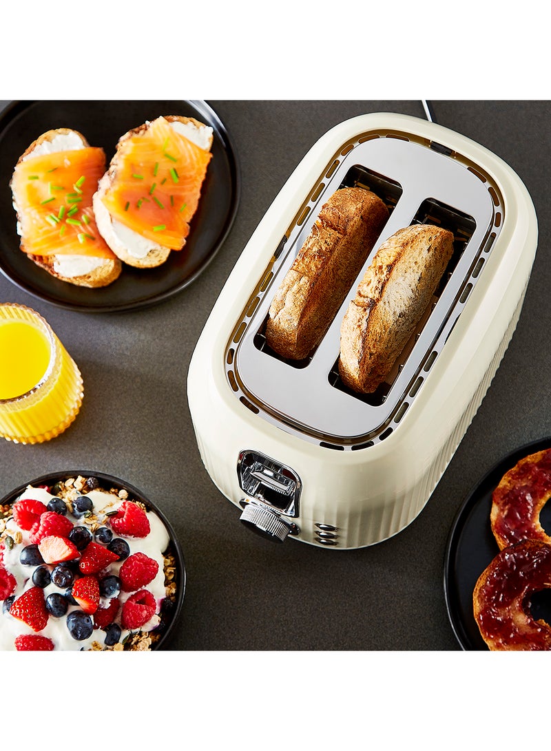 Geepas Fluted Bread Toaster- 2 Slice Slot| 6 Adjustable Browning Control and Removable Crumb Tray| Defrost and Reheat Button| 2 Years Warranty, GBT36558UK-CR, Cream 850 W GBT36558UK-CR Cream