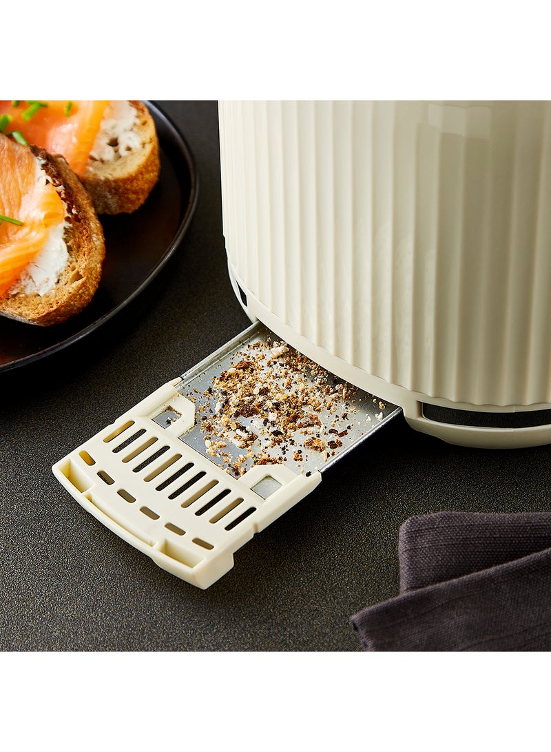 Geepas Fluted Bread Toaster- 2 Slice Slot| 6 Adjustable Browning Control and Removable Crumb Tray| Defrost and Reheat Button| 2 Years Warranty, GBT36558UK-CR, Cream 850 W GBT36558UK-CR Cream