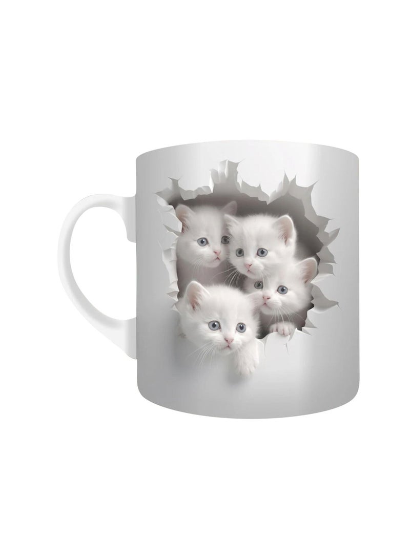 3D Cat Coffee Mug, 20 oz White Ceramic Gifts Coffee Cup, Cat Mugs for Cat Lover, Creative Space Design Mug, Cute Cat Coffee Mugs for Men Women Kids