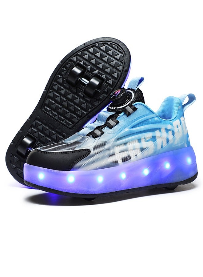 Rechargeable Roller Skates shoes,Skates Shoes,Shiny Sneaker Skate Shoes With Lighting sole and Wheels(Blue)