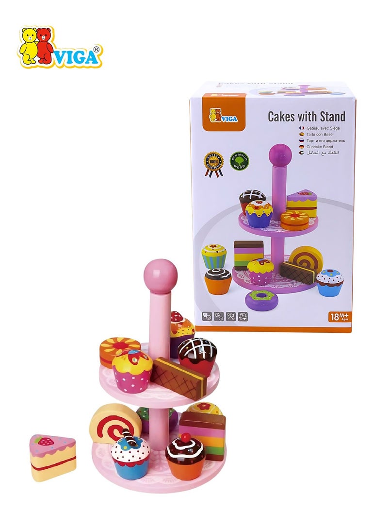 VIGA Wooden Cupcake with Stand