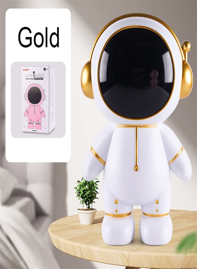 Money Bank in Astronaut Shape with Removable Cover, SYOSI, Money Box Coin Bank Indestructible Plastic Money Bank, Funny Astronaut Decorations for Kids, Boys, Girls, Gold