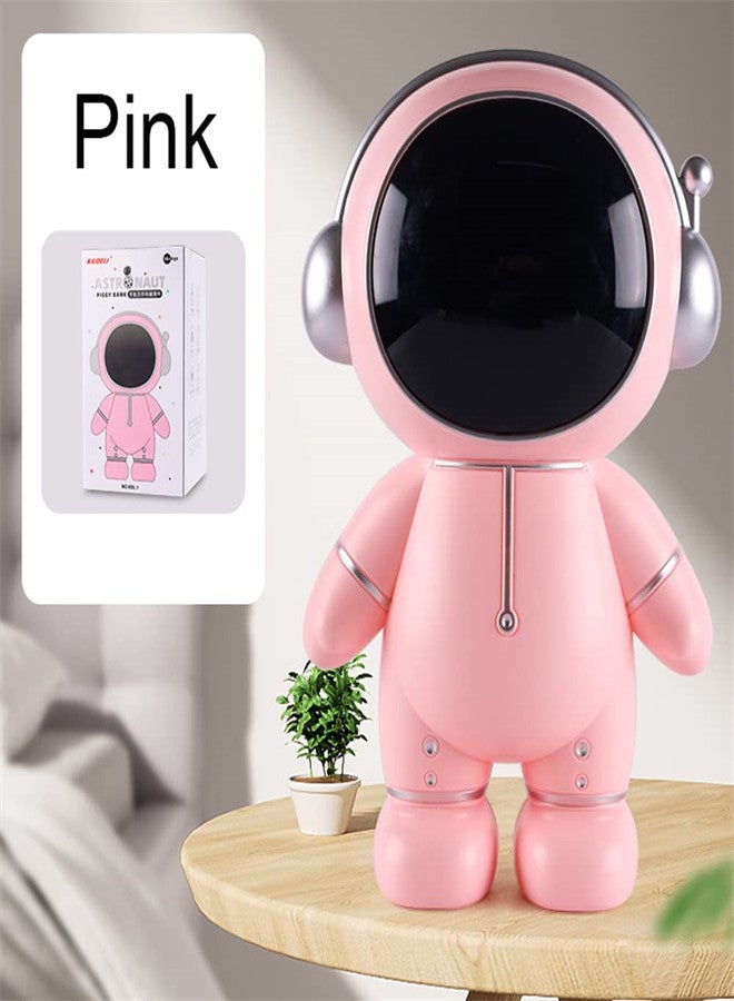 Money Bank in Astronaut Shape with Removable Cover, SYOSI, Money Box Coin Bank Indestructible Plastic Money Bank, Funny Astronaut Decorations for Kids, Boys, Girls, Pink