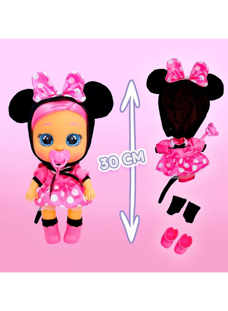 CRY BABIES Dressy Minnie | Interactive Doll that Cries real Tears with Hair to Style, Clothes to Wear and Accessories to Play