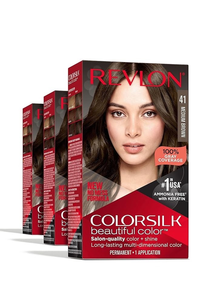 Revlon ColorSilk with Keratin Beautiful Color Medium Brown Nos. 41