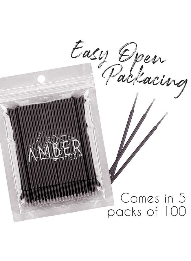 Micro Qtip Brush Applicators For Eyelash Extension And Makeup 500 Brushes (Black)
