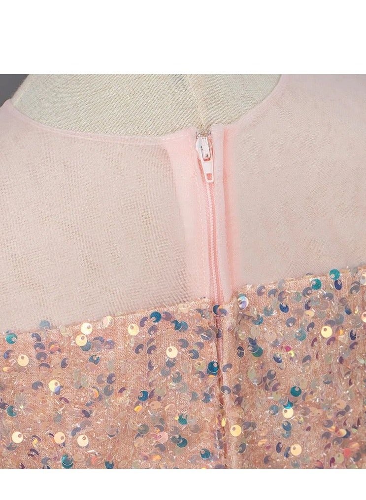 Girls Party Dresses Pink White red Longuette Performance Costume Wedding Activity Dress Host Clothing Princess Long Skirt Summer