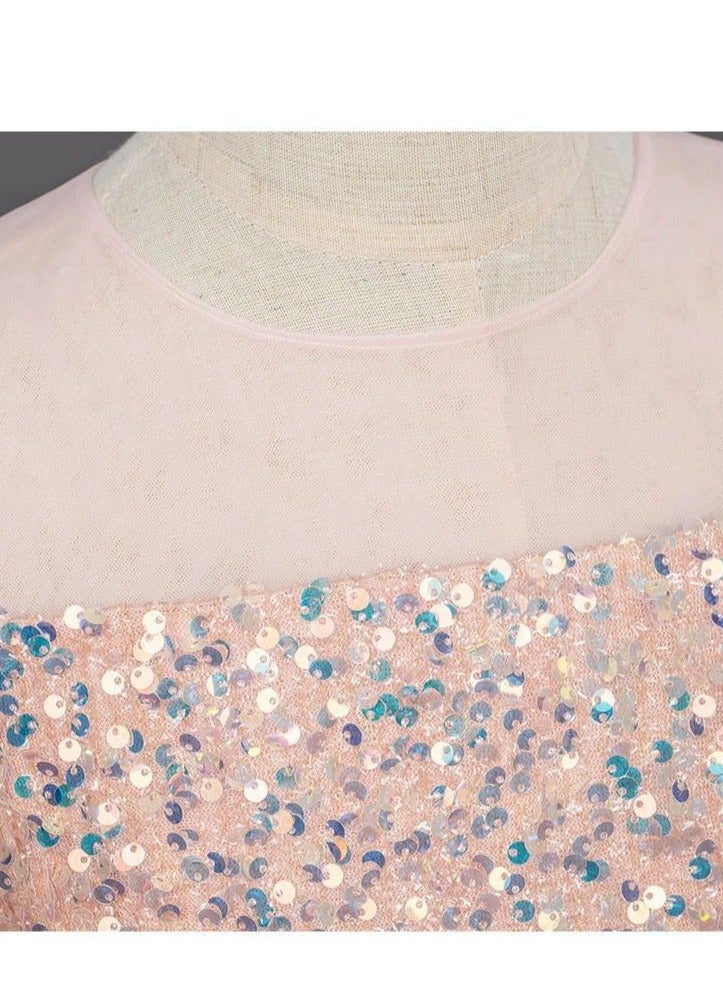 Girls Party Dresses Pink White red Longuette Performance Costume Wedding Activity Dress Host Clothing Princess Long Skirt Summer