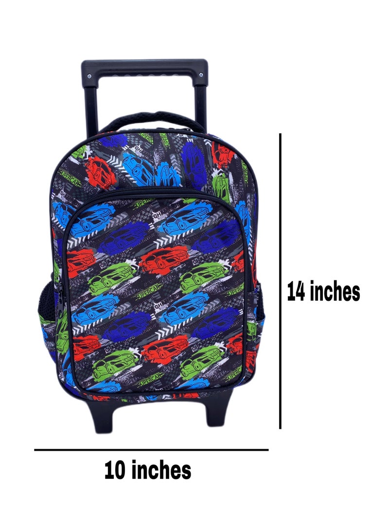 School bags with Trolley premium Comfort for school kids and for Travel, Lightweight Backpack with premium Speed Car Animation Bag Set of 3 For Kids Gifts(14Inches)