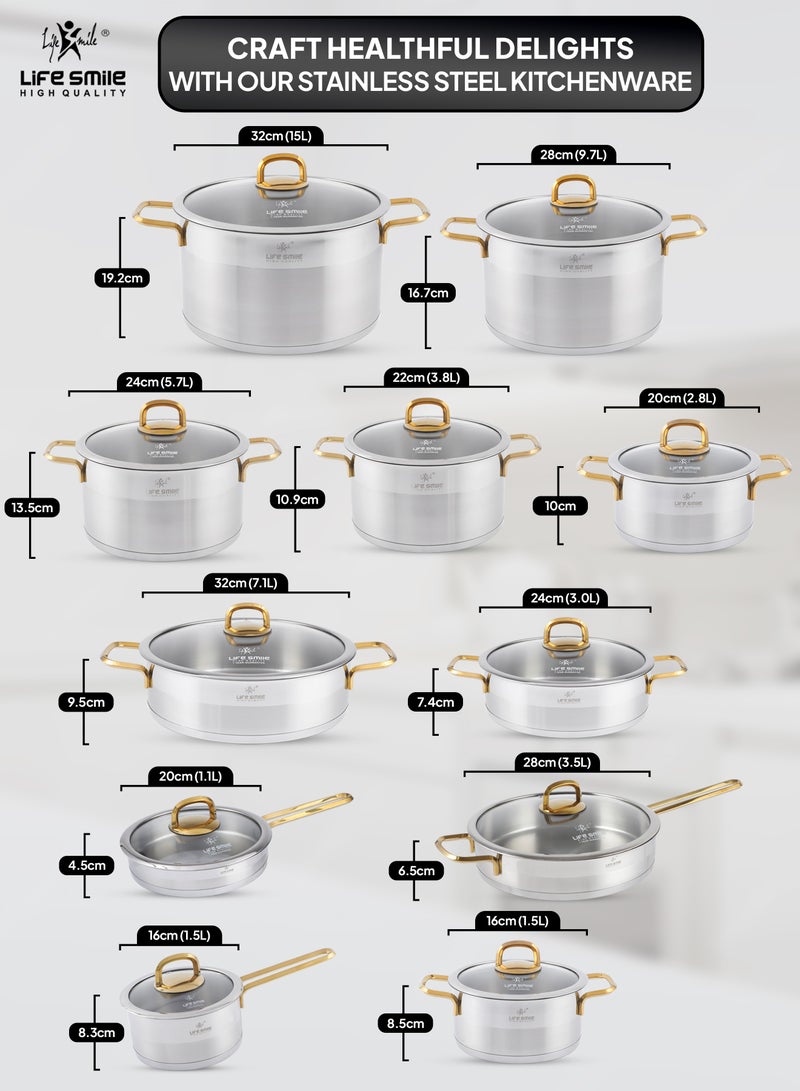 Cookware Set 135 Pieces - Pure 18/10 Stainless Steel Complete Kitchen Set - Induction Base Pots and Pans Set - Non-Toxic, 100% PFOA, PTFE & PFOS Free - Oven Safe Kitchenware Sets