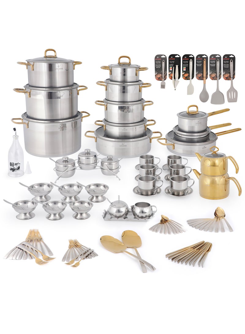 Cookware Set 135 Pieces - Pure 18/10 Stainless Steel Complete Kitchen Set - Induction Base Pots and Pans Set - Non-Toxic, 100% PFOA, PTFE & PFOS Free - Oven Safe Kitchenware Sets