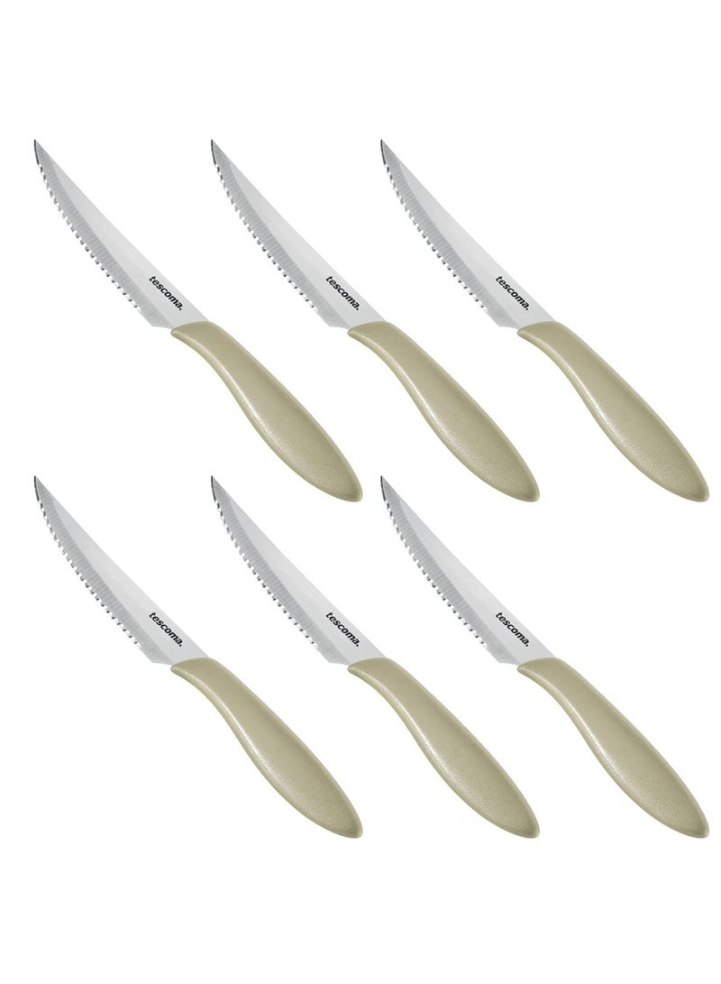 6 Pieces Presto Set Of Steak Knife Beige 12 Cm