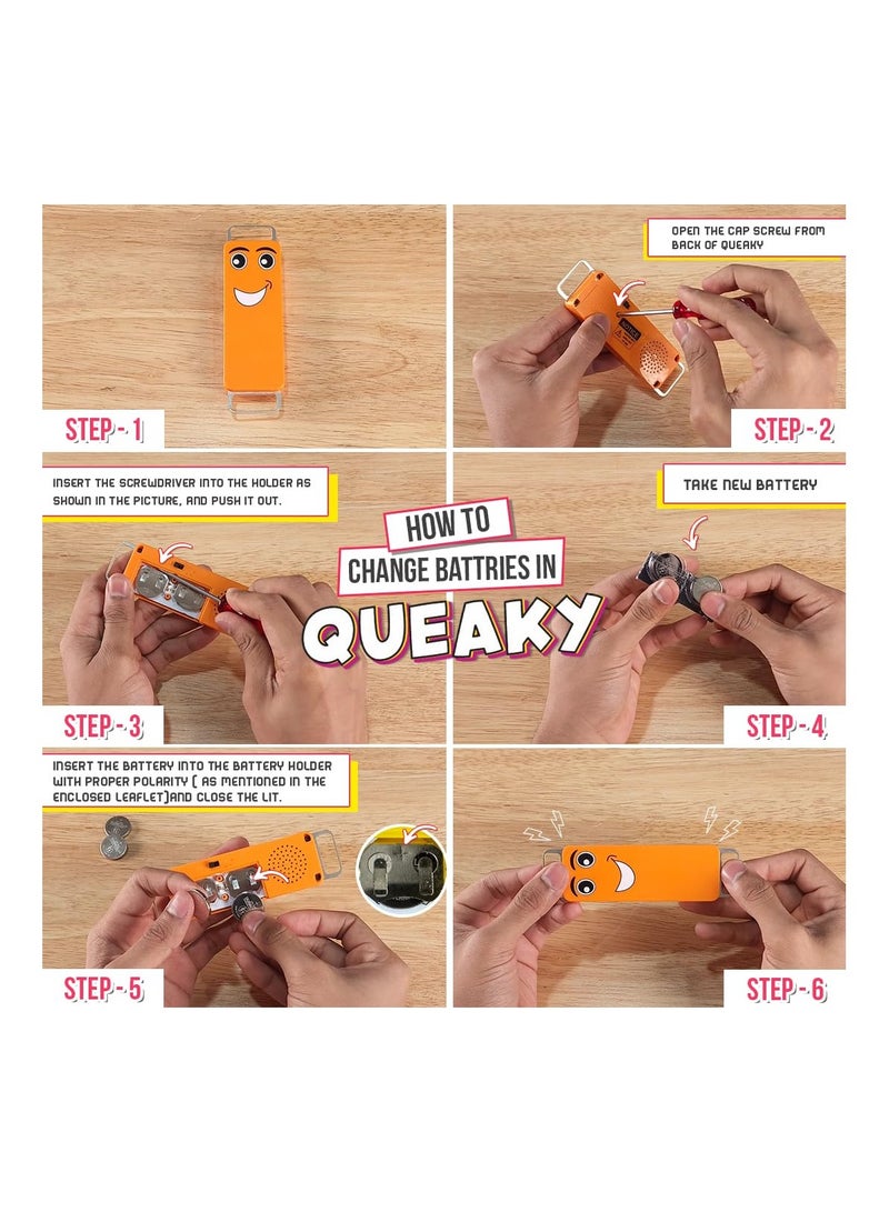 Blix Queaky - STEM Toy, Best Gift Toy for Kids, smiley toy with sound (Red)