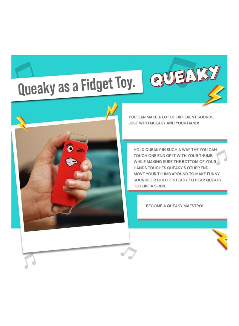 Blix Queaky - STEM Toy, Best Gift Toy for Kids, smiley toy with sound (Red)