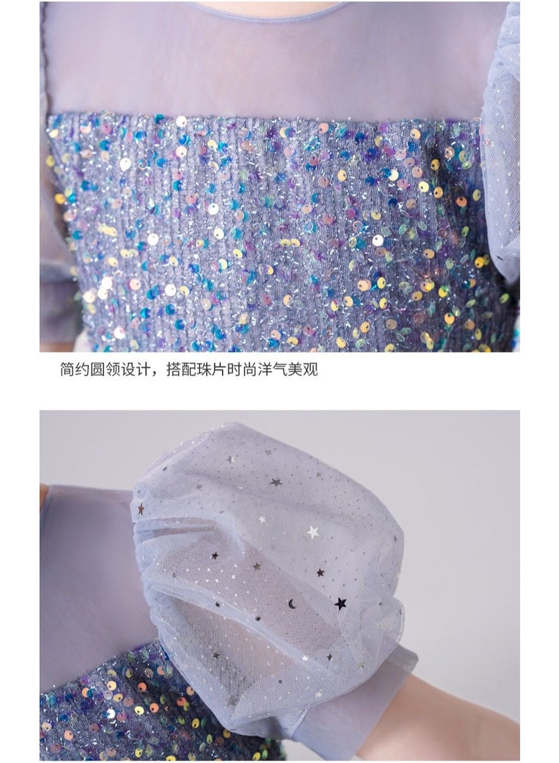 Girls Party Dresses Longuette Performance Costume Wedding Activity Dress Host Clothing Princess Long Skirt Summer