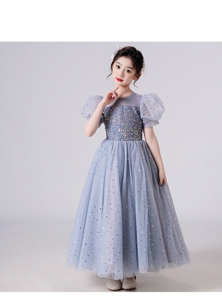 Girls Party Dresses Longuette Performance Costume Wedding Activity Dress Host Clothing Princess Long Skirt Summer