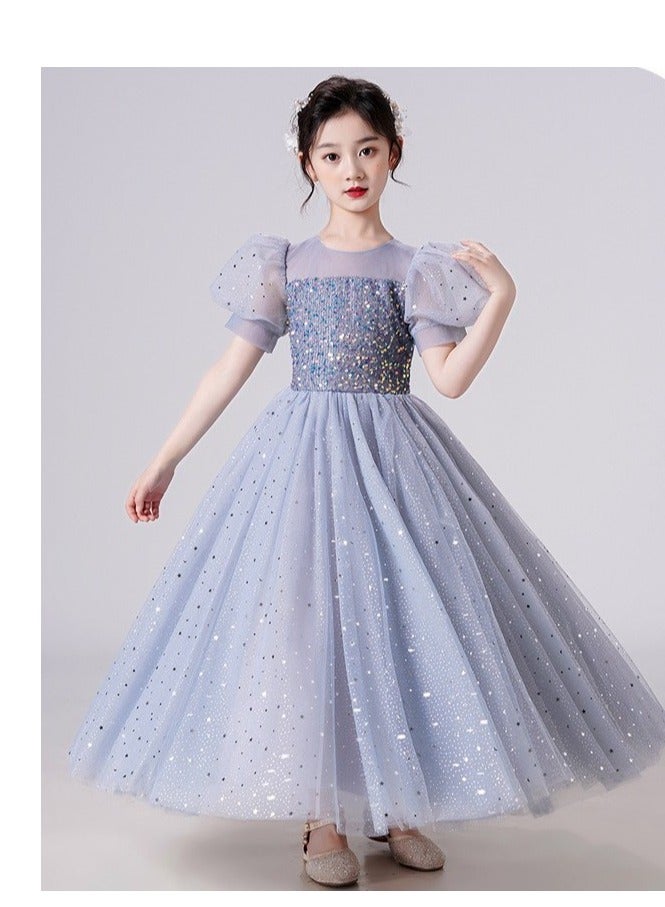 Girls Party Dresses Longuette Performance Costume Wedding Activity Dress Host Clothing Princess Long Skirt Summer