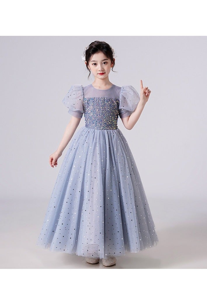Girls Party Dresses Longuette Performance Costume Wedding Activity Dress Host Clothing Princess Long Skirt Summer