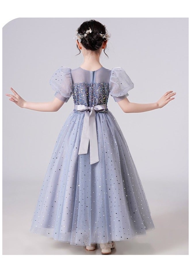 Girls Party Dresses Longuette Performance Costume Wedding Activity Dress Host Clothing Princess Long Skirt Summer