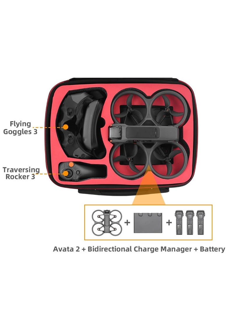 Carrying Case for DJI AVATA 2,Portable Travel Bag for AVATA 2, Goggles 3, Motion Controller, Charging Hub, Data Cable