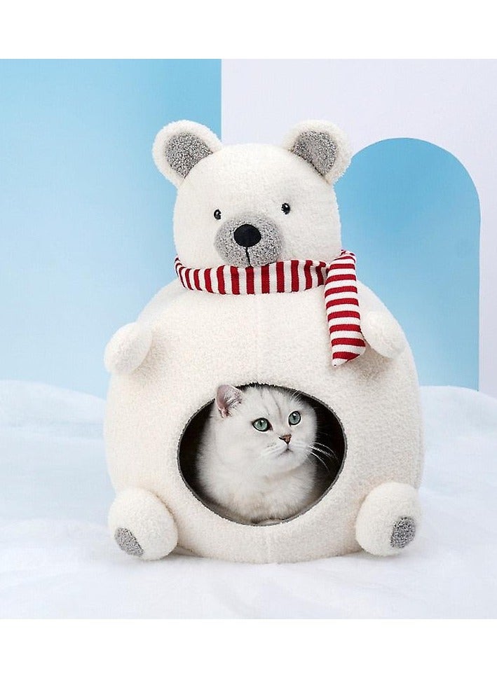 Winter warm fleece cat house