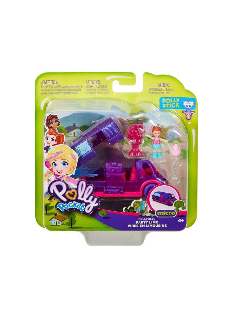 Polly Pocket Pollyville Party Limo with Play Areas, Lila Doll & More