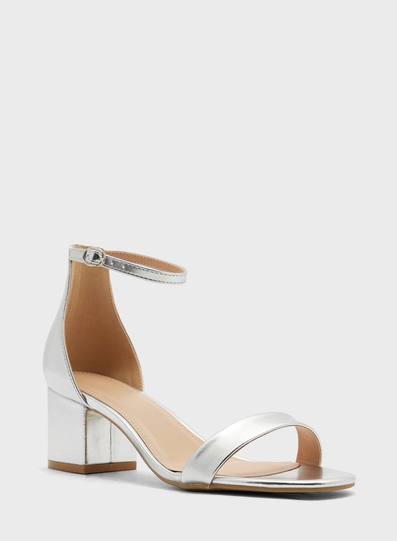 Low Block Heel Ankle Strap Sandal