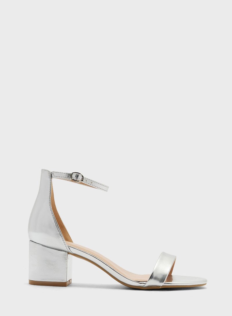 Low Block Heel Ankle Strap Sandal