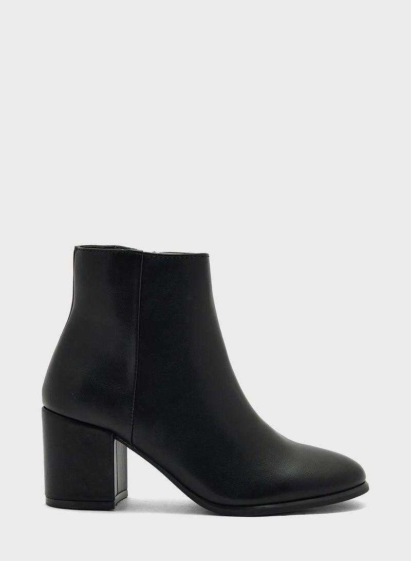 Black Pu  Ankle Boots