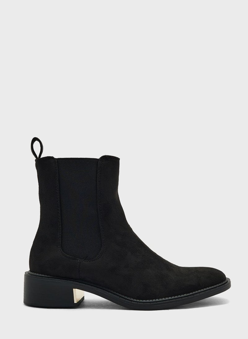 Faux Suede Flat Boots