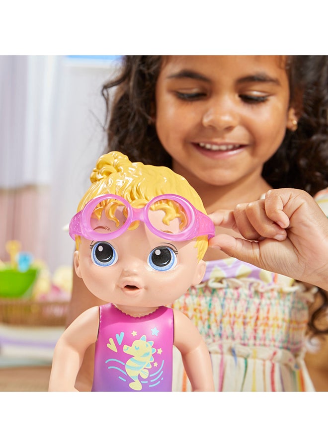 Sunny Swimmer Doll, 10-Inch Water Baby Dolls for 3 Year Old Girls and Boys and Up, Baby Alive Doll, Blonde Hair