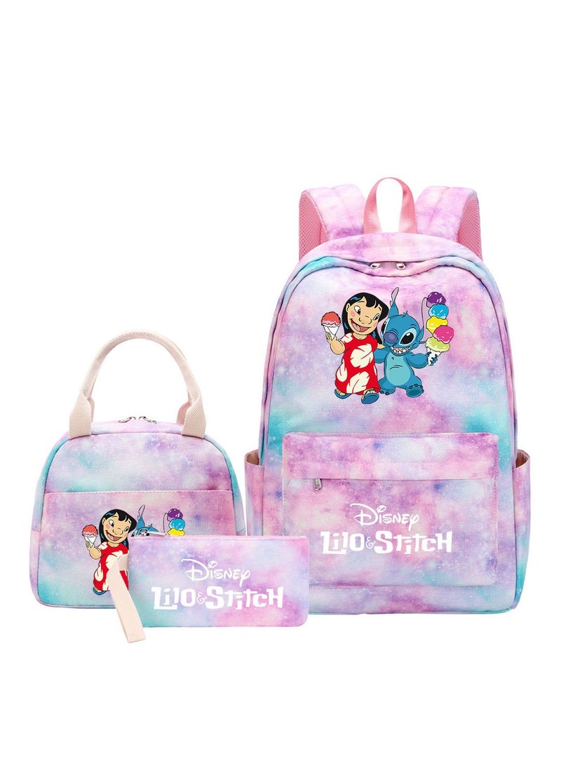Stitch Printed Three Piece Set Backpack