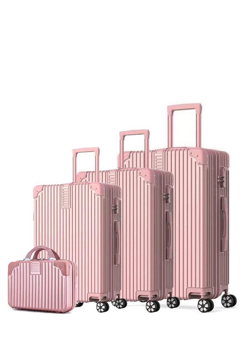 ZUIHAO 4-piece Set Hardside Spinner Luggage- 14/20/24/28 inch ABS+PC Suitcase Sets with TSA Lock Lightweight Durable Travel Luggage Sets for Family Rose Gold