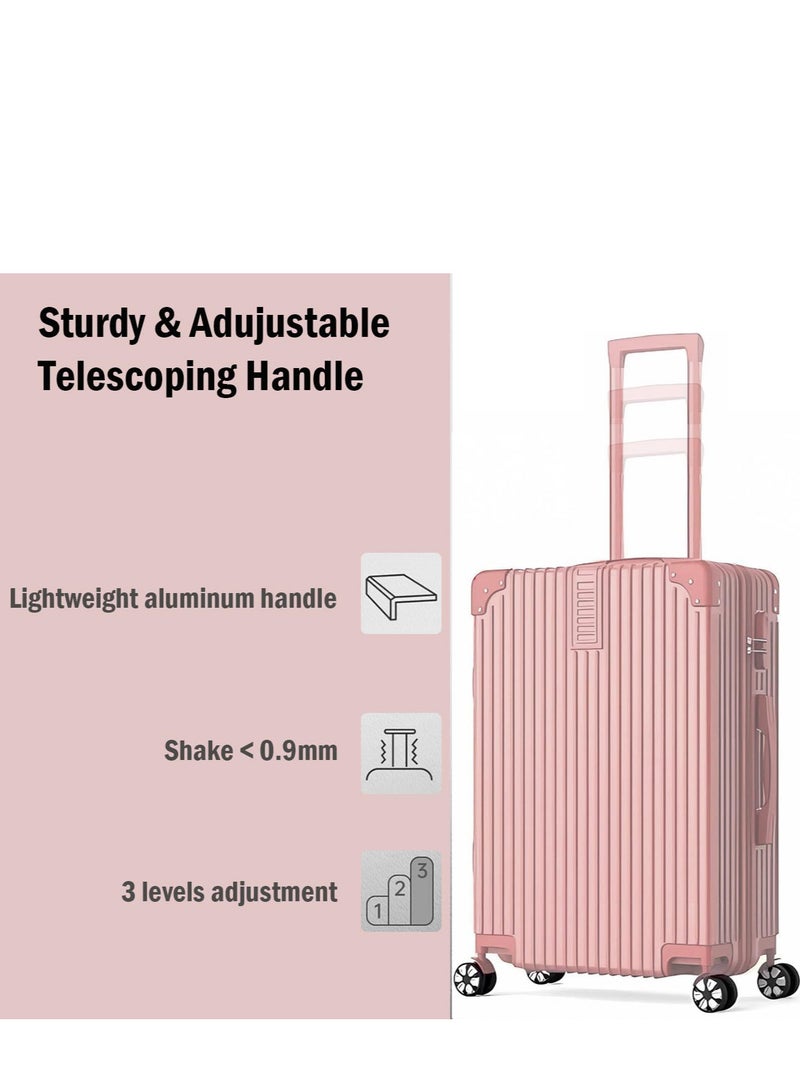 ZUIHAO 4-piece Set Hardside Spinner Luggage- 14/20/24/28 inch ABS+PC Suitcase Sets with TSA Lock Lightweight Durable Travel Luggage Sets for Family Rose Gold