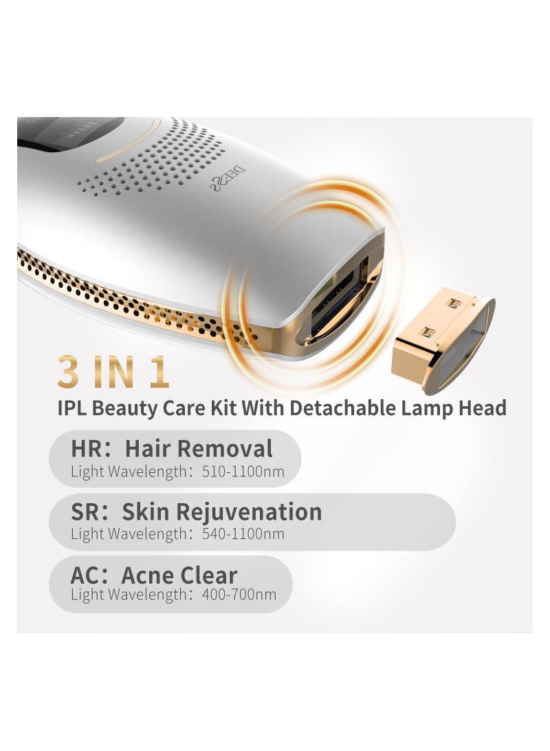 GP590 Plus Unlimited Flashes IPL Cooling Laser Hair Removal Machine 0.9s Permanent Painless Epilator With 3 Lamps HR AC SR Silver