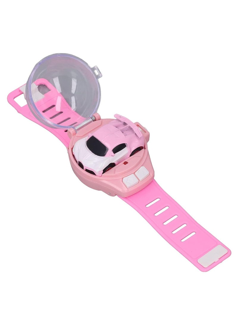 Pink Silicone Watchband RC Car Toy  Adorable 2.4GHz Mini Alloy Racer in Wristwatch Design for Girls