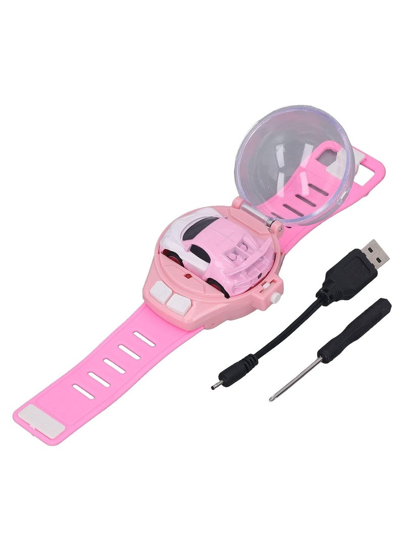 Pink Silicone Watchband RC Car Toy  Adorable 2.4GHz Mini Alloy Racer in Wristwatch Design for Girls