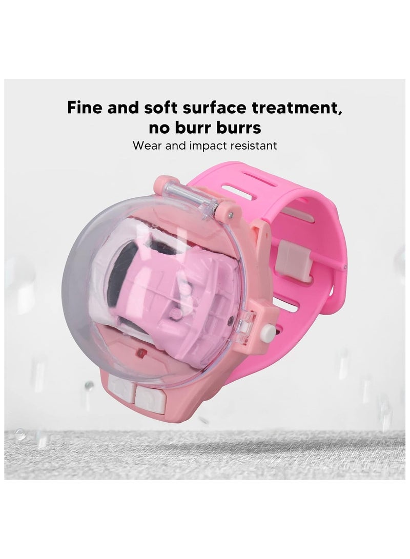 Pink Silicone Watchband RC Car Toy  Adorable 2.4GHz Mini Alloy Racer in Wristwatch Design for Girls