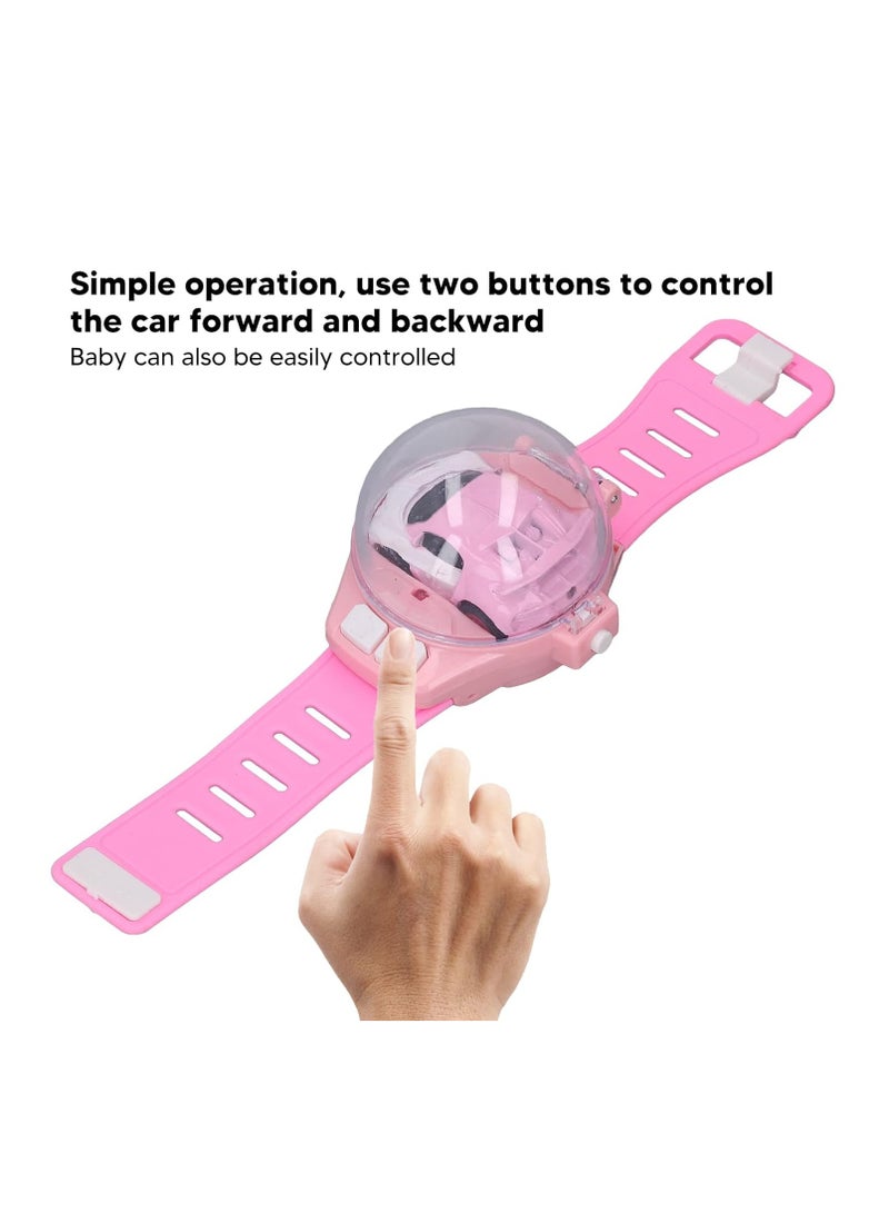 Pink Silicone Watchband RC Car Toy  Adorable 2.4GHz Mini Alloy Racer in Wristwatch Design for Girls