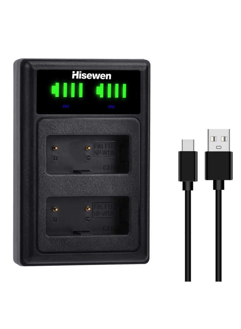 NP-W126 Battery Charger, LED Dual Charger for Fuji XT30, X100V, XS10, XT3, XA7, XE4, XPRO3, XT2, XT20, X100F, XA3, XA5, XPRO2
