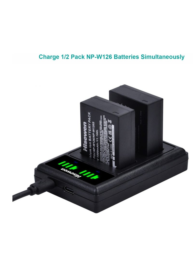 NP-W126 Battery Charger, LED Dual Charger for Fuji XT30, X100V, XS10, XT3, XA7, XE4, XPRO3, XT2, XT20, X100F, XA3, XA5, XPRO2