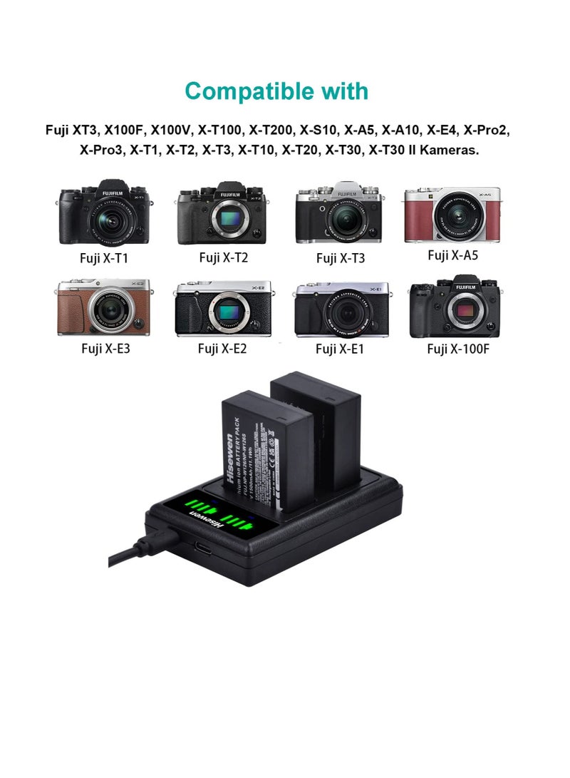 NP-W126 Battery Charger, LED Dual Charger for Fuji XT30, X100V, XS10, XT3, XA7, XE4, XPRO3, XT2, XT20, X100F, XA3, XA5, XPRO2