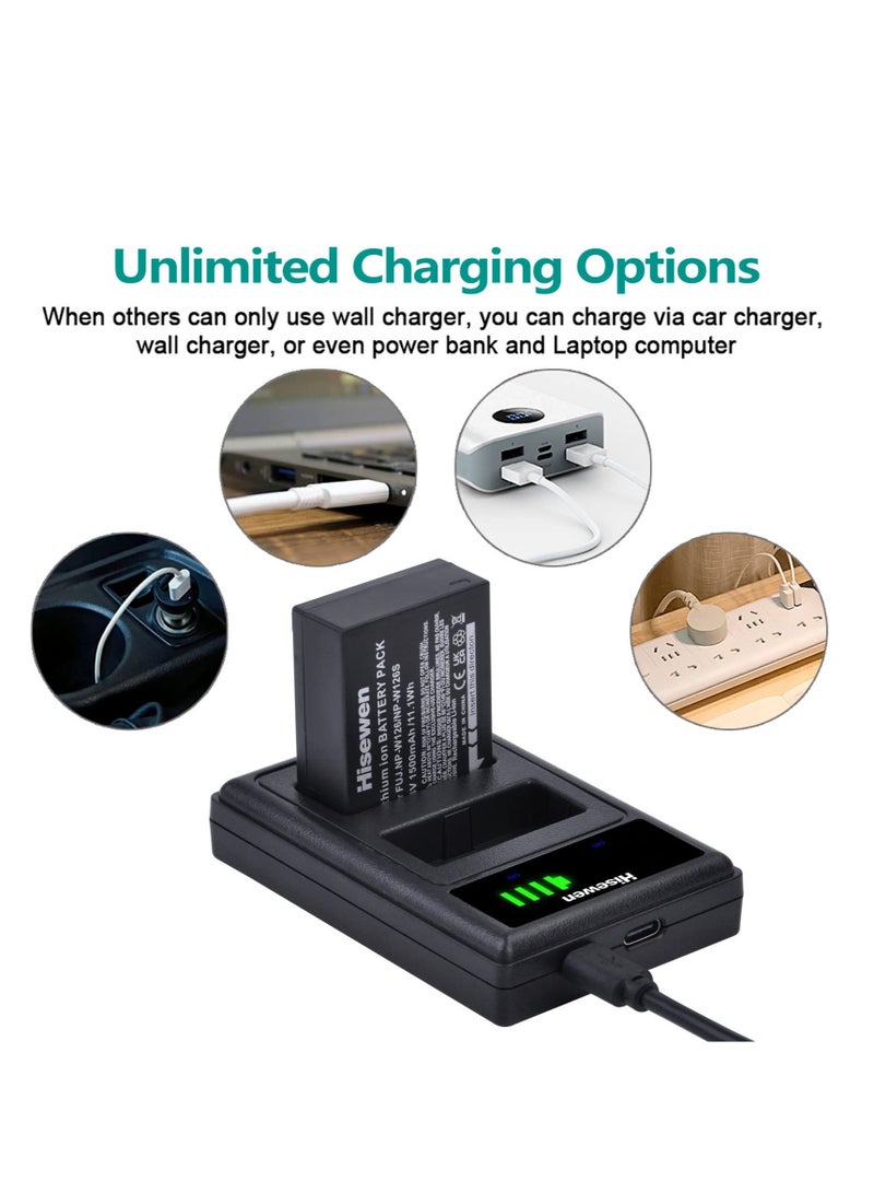 NP-W126 Battery Charger, LED Dual Charger for Fuji XT30, X100V, XS10, XT3, XA7, XE4, XPRO3, XT2, XT20, X100F, XA3, XA5, XPRO2