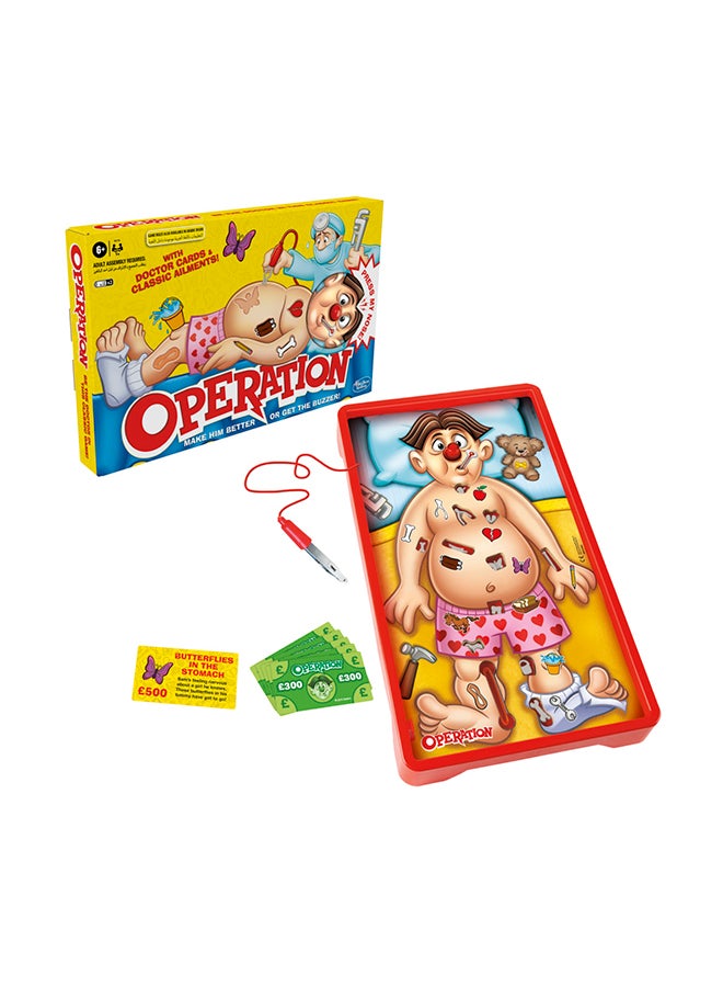 Classic Operation Game, Electronic Board Game with Cards, Indoor Game for Kids Ages 6 and Up